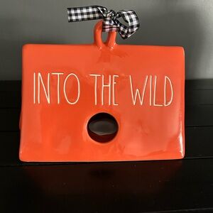 Rae Dunn Orange Birdhouse with Black Ribbon